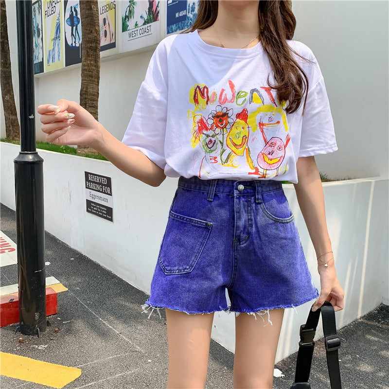 Raw edge denim shorts for women new arrival hot selling fashionelegantwork clothingshorts must edge washed wide leg jeans