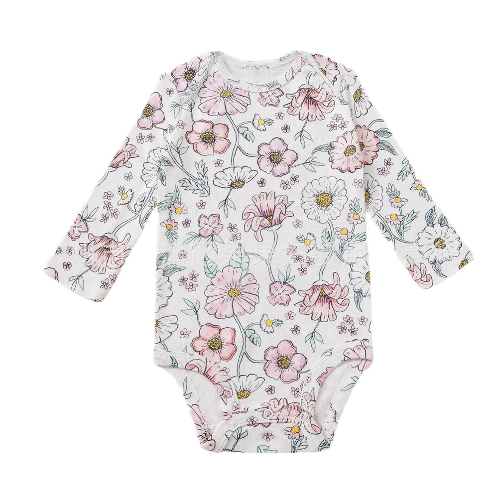 Export children's clothing baby clothes baby girl long sleeves bottom one-piece newborn printing triangle khaki