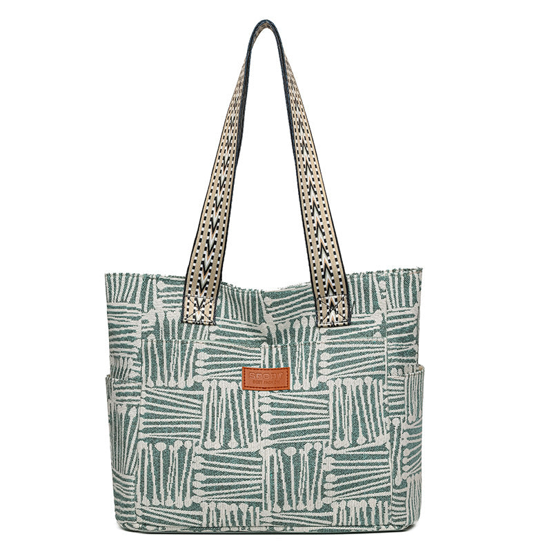 Niche styleeasiest for matchcasualstripes bag for women 2025new arrivalretrofashion large capacity shoulder bag work clothingtote bag