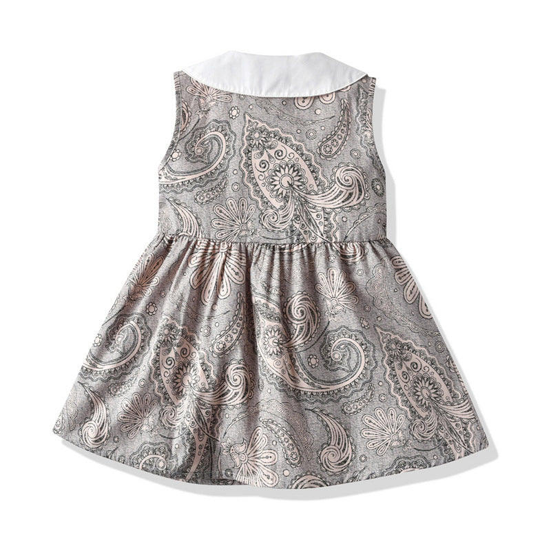 Girls' summer new sweet princess dress, kids' sleeveless floral print doll collar dress - wholesale & dropshipping available