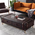 American retro storage table living room genuine leather box modern american country rattan distressed coffee table cigar bar cabinet