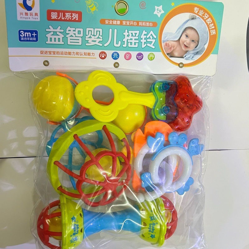 Cross-border South East Asia Export Infant Rattle Newborn Hand Grip Chewable Soft Rubber Rattle Baby Educational Toys