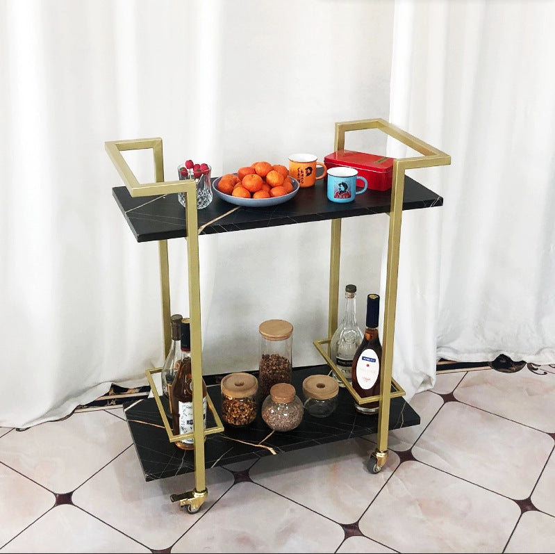 Nordic mobile trolley, high-end storage car, hotel wine cart, golden multi-layer wrought iron dining car, restaurant food truck