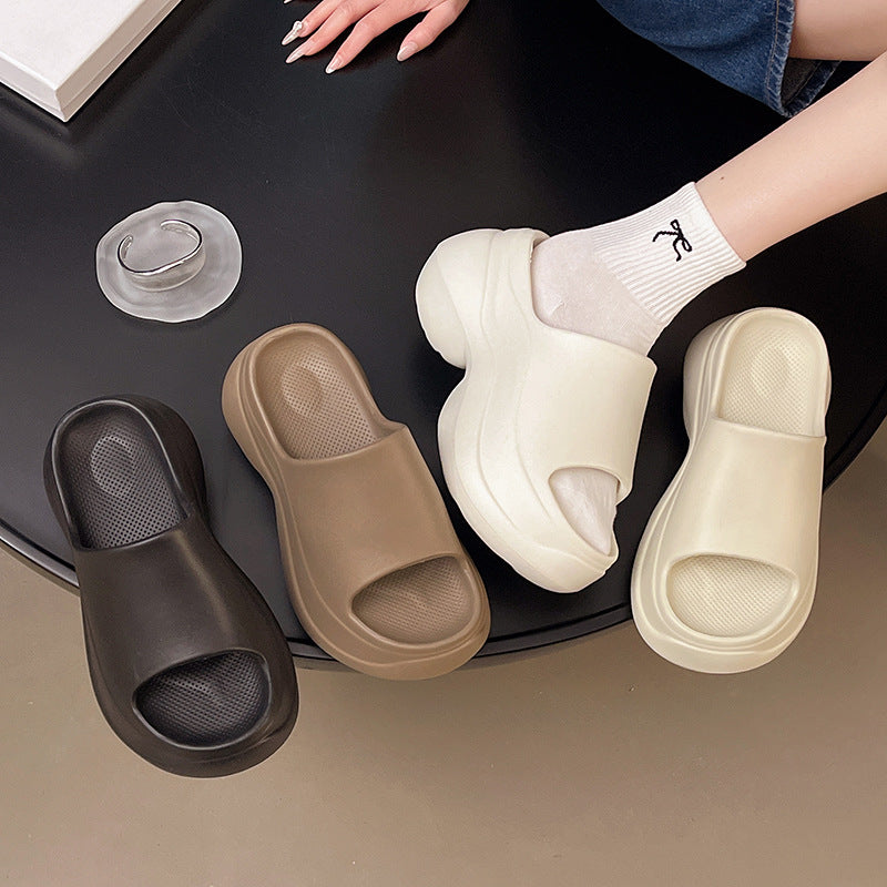 2025 new women's extra thick slippers - non-slip, height increasing, outdoor wearable platform slippers - new beach style closed-toe summer wholesale
