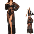 Mingyifang black mesh see-through european and american sexy long lace bathrobe wholesale