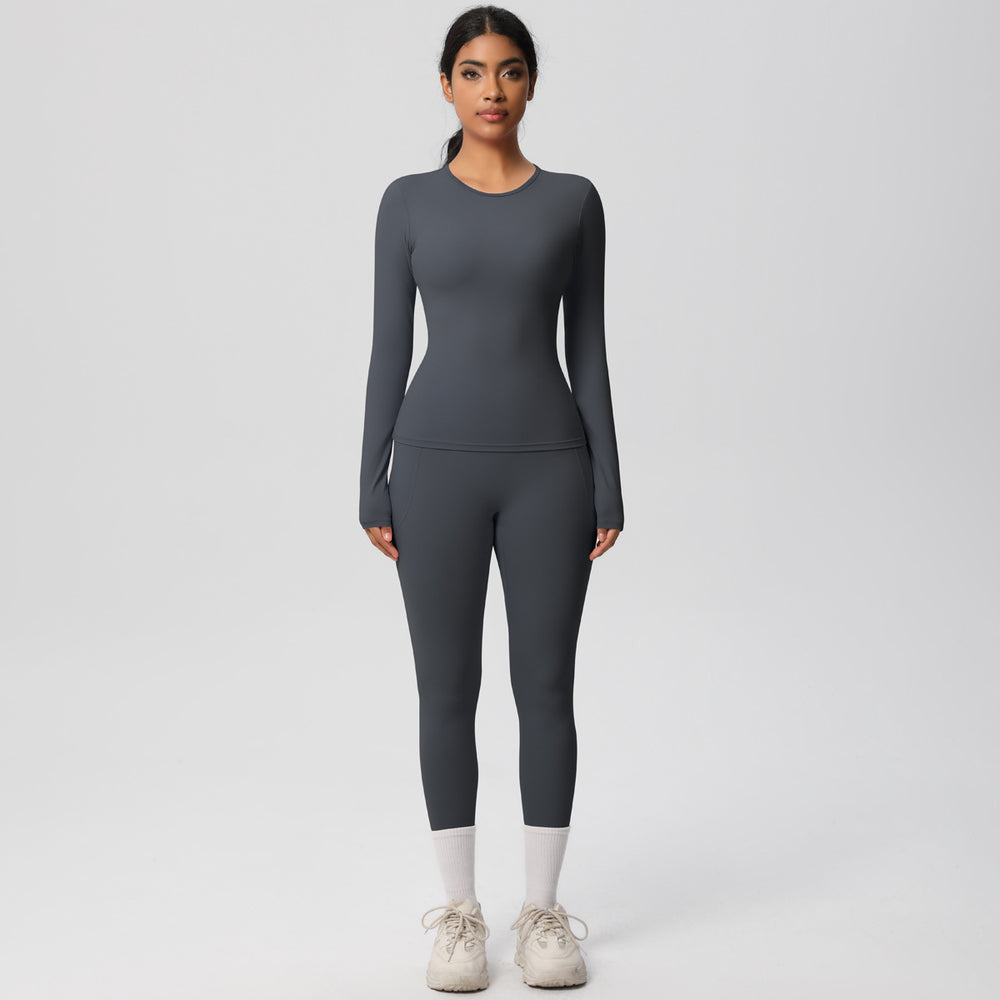 new arrival: tight-fitting long sleeve yoga set - high-waisted butt-lifting yoga pants for outdoor running and fitness