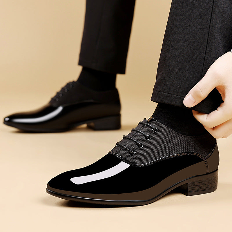 2024 men's new low-top business formal shoes, british style, plus size trendy shoes, fashionable glossy soft sole leather shoes for men