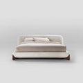 Factory direct: wabi-sabi style double bed - large size tatami bed for master bedroom - minimalist soft backrest lambswool fabric bed