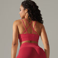 Amazon's new seamless knitted sexy back yoga wear breathable sweat-absorbent running fitness tops sports bra