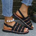export plus size women's summer sandals - new one-strap buckle flat woven open-toe beach sandals