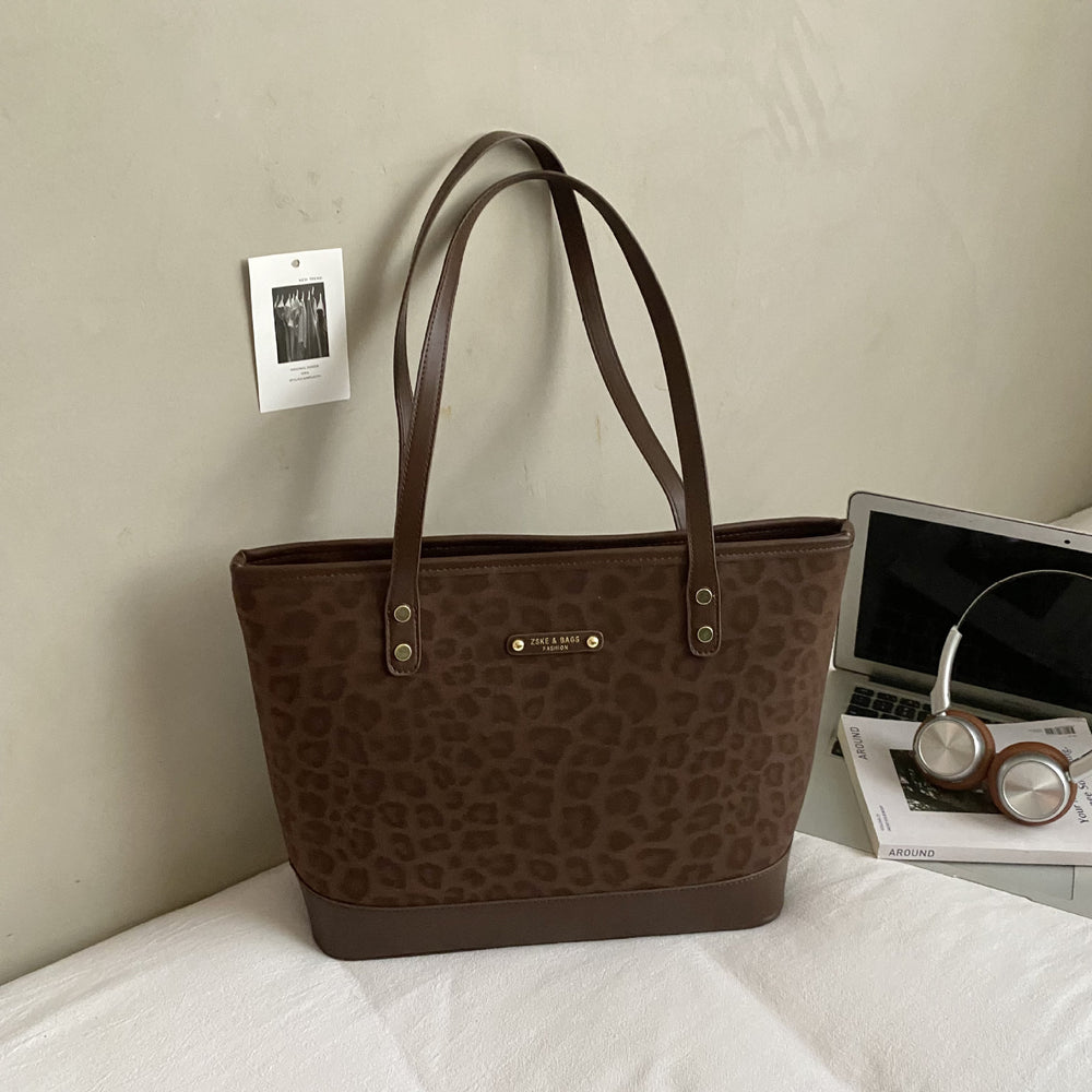 popular leopard print large-capacity shoulder bag for women fall and winternew arrival high-looking vegetable basket easiest for match tote bag