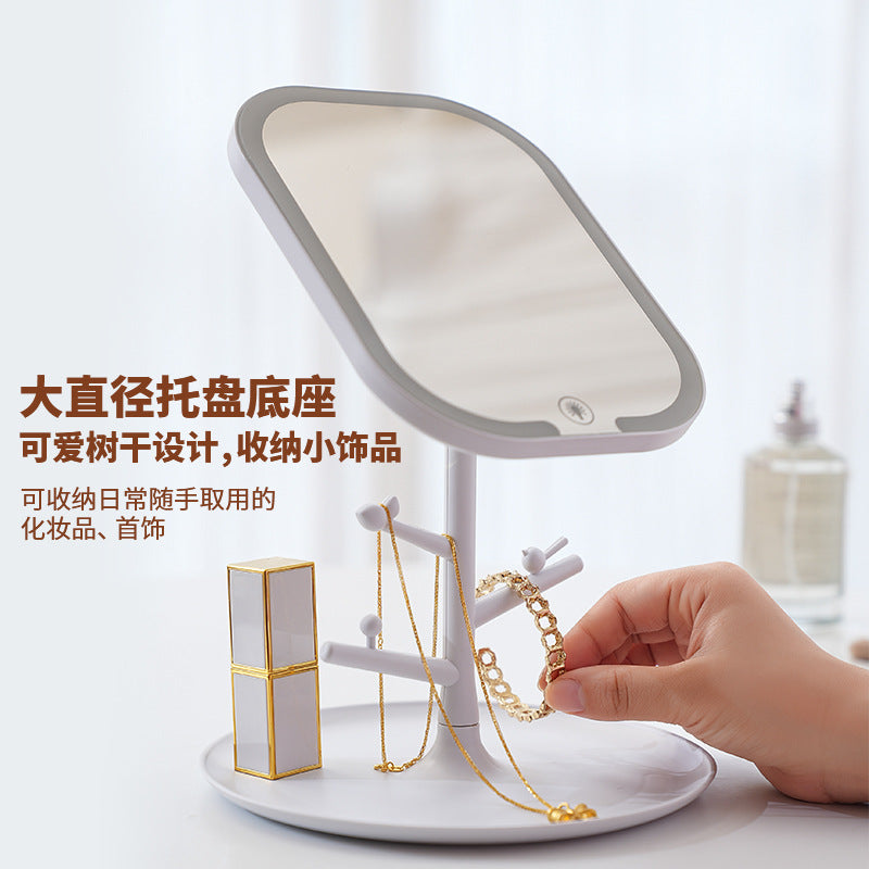 Led makeup mirror with lights - perfect for dorm rooms! adjustable fill light, portable folding vanity mirror, rechargeable