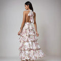 spring new arrival: european and american style women's fashionable and sexy v-neck camisole dress with multi-layered print