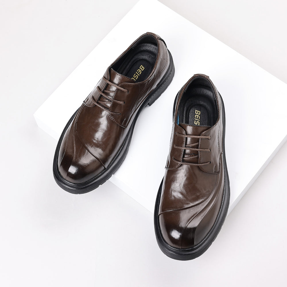 Genuine leather hand-crafted texture dress shoes for men - formal, casual, business, office, work, soft sole, wedding, groom shoes