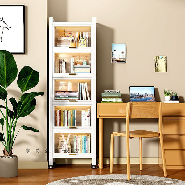 Steel dust-proof bookcase crevice bookshelf living room vertical cabinet with door locker bedroom narrow cabinet floor storage cabinet