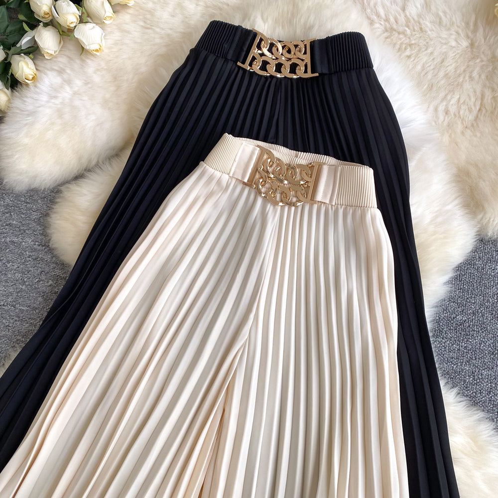 Summer lightweight casual pants for women - drawstring elastic waist, wide leg, loose fit, slimming, drapey, pleated trousers