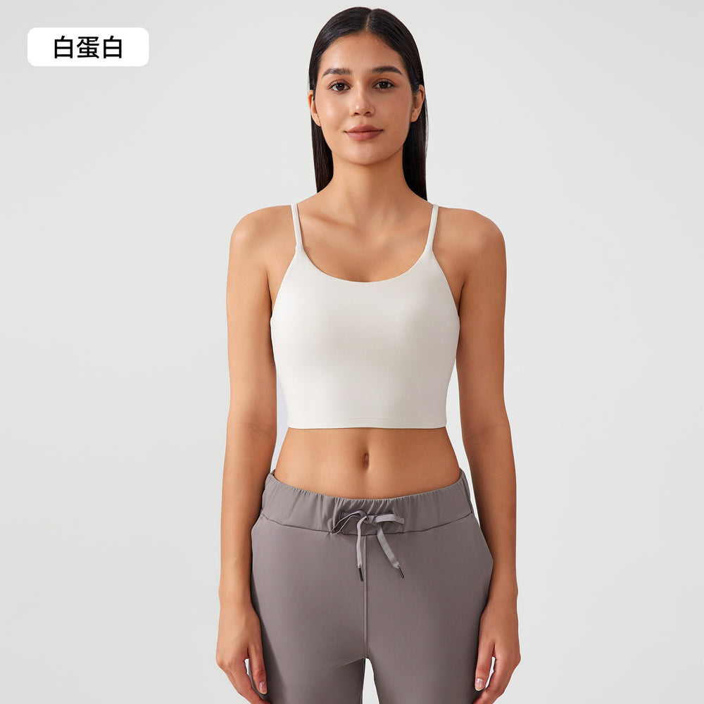New women's sports tank top bra - built-in cup, shockproof, push-up, side boob coverage, beautiful back, fitness yoga bra ag002