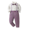 Handsome boyssummersuitwhitelong sleevesshirt suspenderspantstwo-piece setbaby boybirthday dress