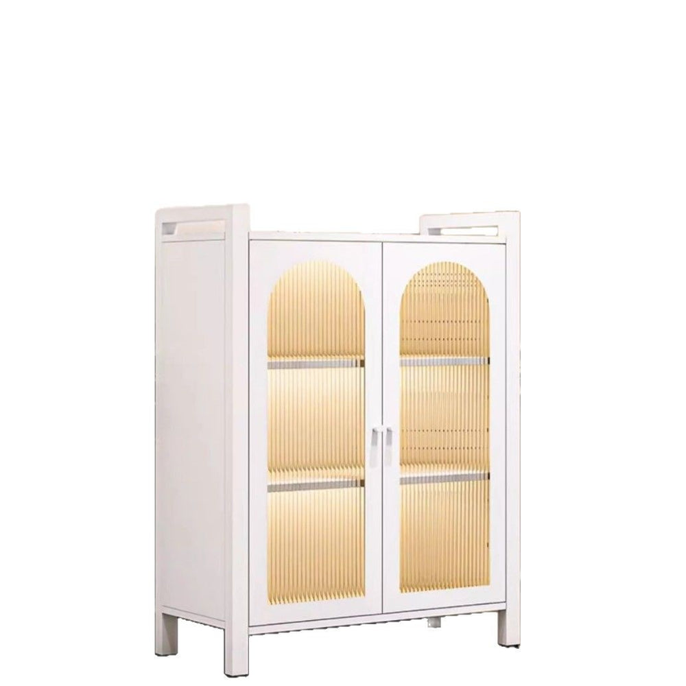 Household kitchen storage cabinet floor-standing multi-layer double door cabinet microwave dish storage cabinet movable storage rack