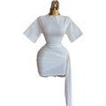 European and american women's clothing  autumn new collection: sweet and fresh round neck, sleeveless, high-waisted, slimming bodycon mini dress