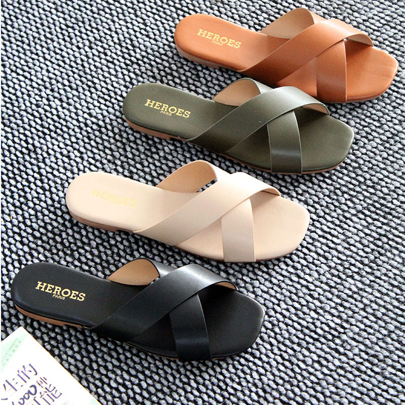 Women's sandals flat bottom comfort  multi-color casual beach shoes women's sandals