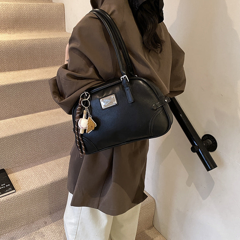 Cross-border high-end large-capacity bowling handbag women's 2025 new fashion texture shoulder bag handbag
