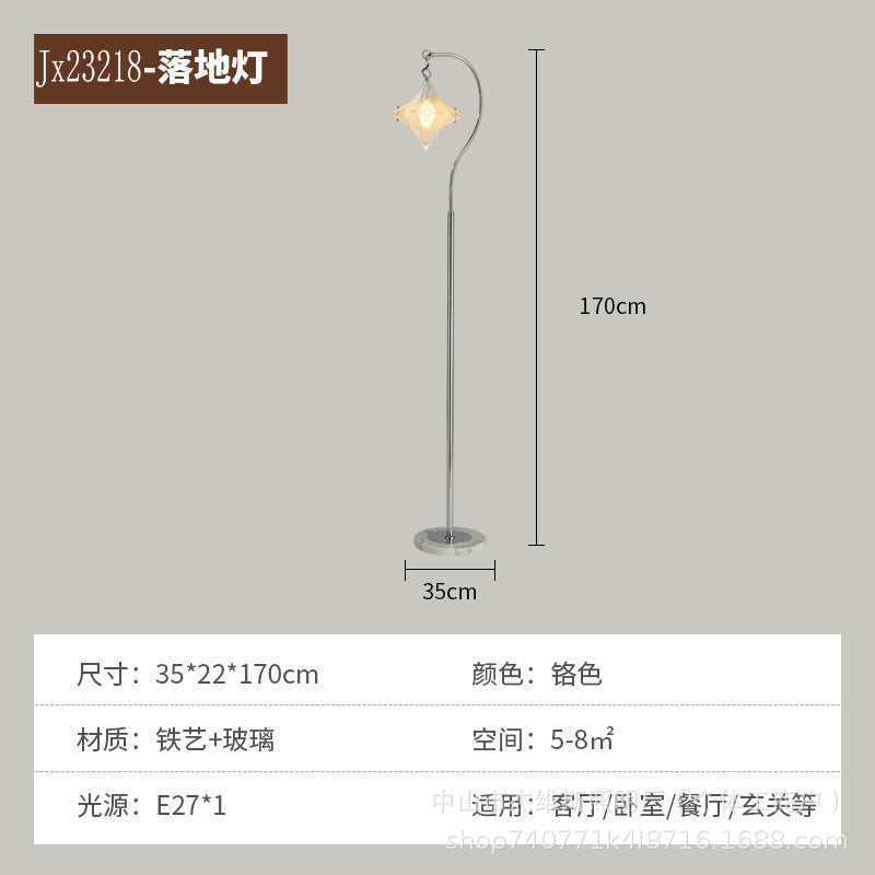 Diamond pleated glass table lamp wall lamp chandelier silver chrome metal retro cream style bedroom bedside bay window soft light