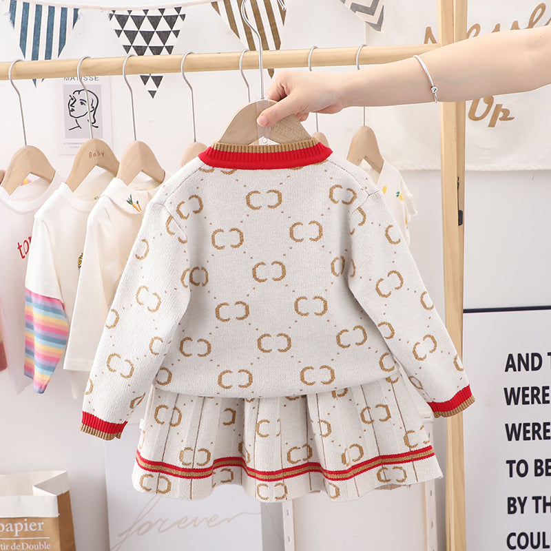 Girls' cardigan sweater set - autumn  collection - baby girl's outerwear - chanel-inspired girls' outfit