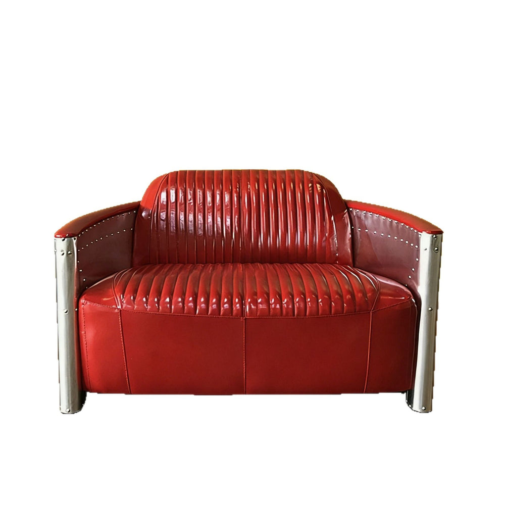 American retro aluminum leather sofa chair rivet industrial style furniture coffee shop bar ktv sofa first layer cowhide