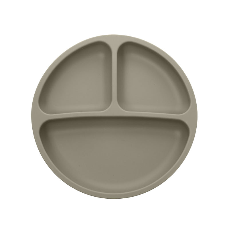 Children's Grid Silicone Plate, BPA Silicon Free Children's Gift Tableware Feeding Set Three Grid Plate