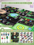 【tinplate car upgrade kit】24 cars + map + traffic lights + 4 building block figures