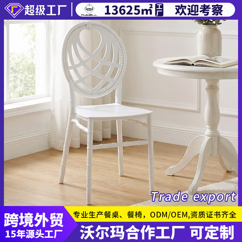 bamboo chair back dining chair pp plastic all-in-one molded restaurant chair for home makeup chair ins style chair