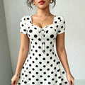 european and american polka dot french chic bodycon mini dress