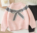 Girls' knit sweater and leggings set - new autumn/winter  collection - baby girl bowknot crewneck sweater and leggings outfit