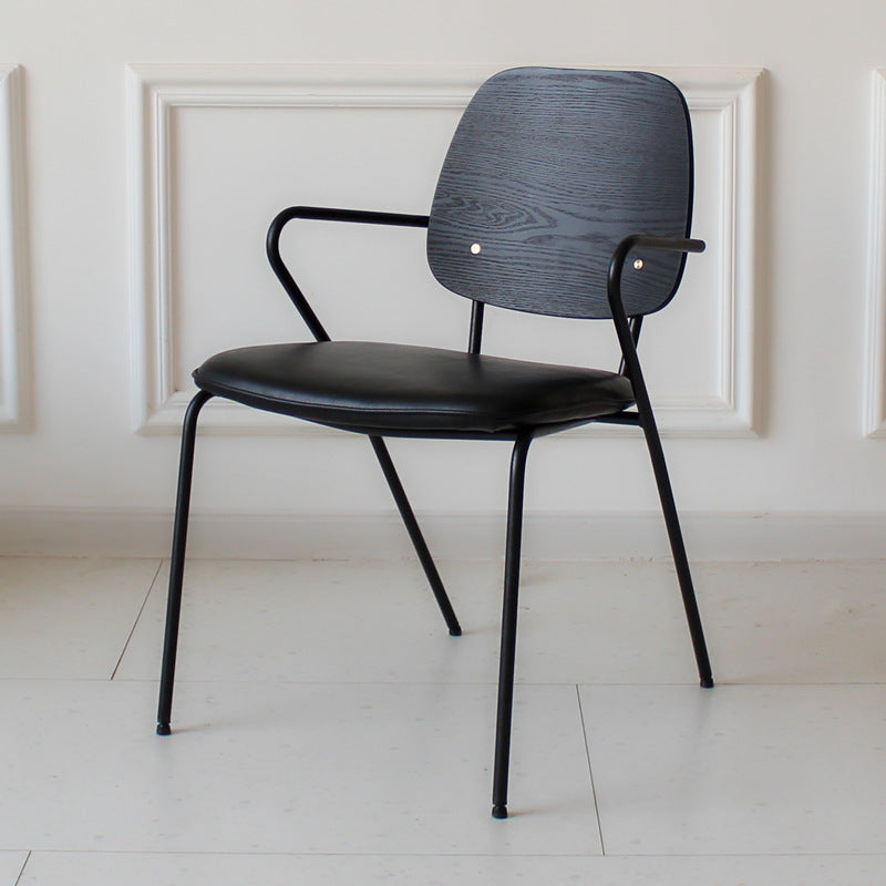 American loft restaurant retro leather dining chair cafe industrial style wrought iron chair designer casual back chair