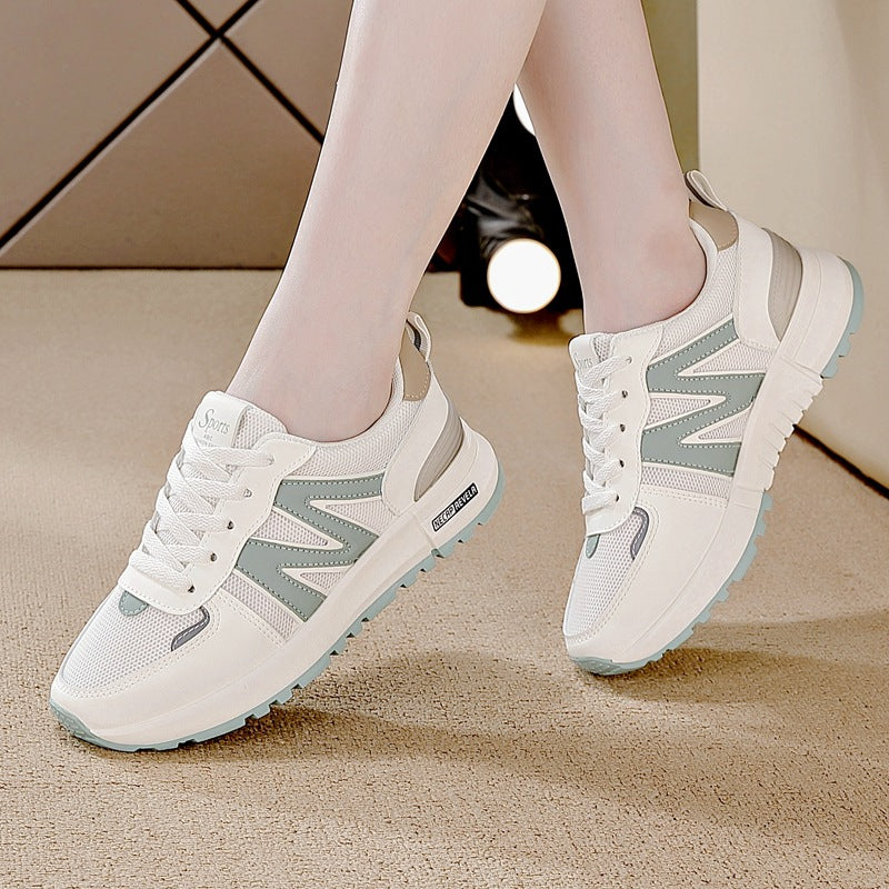women's new spring mesh sneakers korean style versatile flat casual soft sole running chunky sneakers