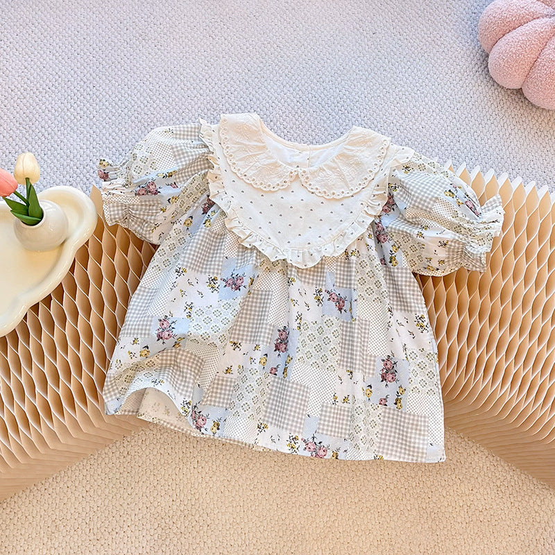 New summer girls' blouse: stylish and chic short-sleeve top for baby girls - european-inspired doll shirt