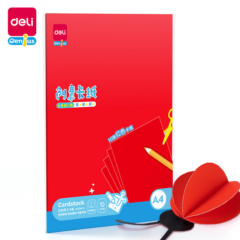 Deli color cardboard a4 colored paper 8 open handmade paper thick hard production material paper students draw round cardboard