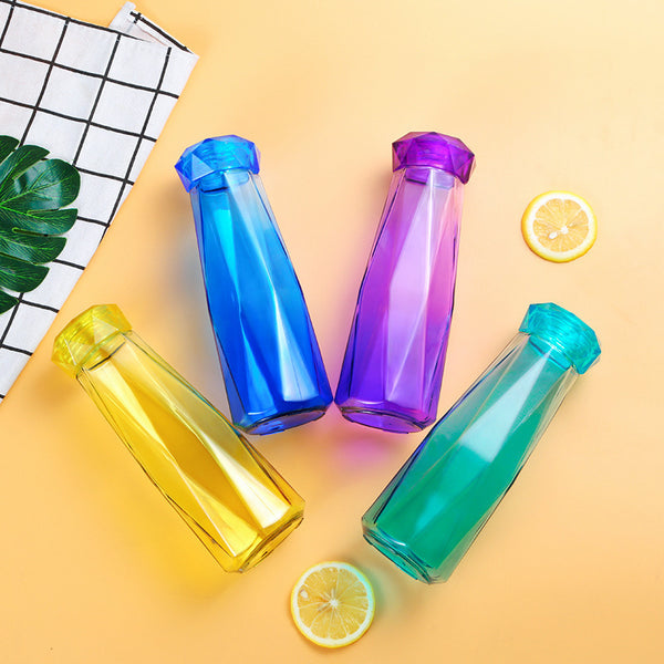 Wholesale Simple Diamond Rhombus Glass Cute Boys and Girls Large Capacity Water Cup Student Free Cup Sealed and Insulated