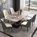 Italian-style sintered stone dining table and chairs set - modern luxury rectangular dining table for small spaces