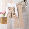 Girls' two-piece outfit: patchwork top + flare pants set