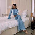 cross-border  fashion: european & american casual short flared sleeve top & exquisite pleated maxi skirt set