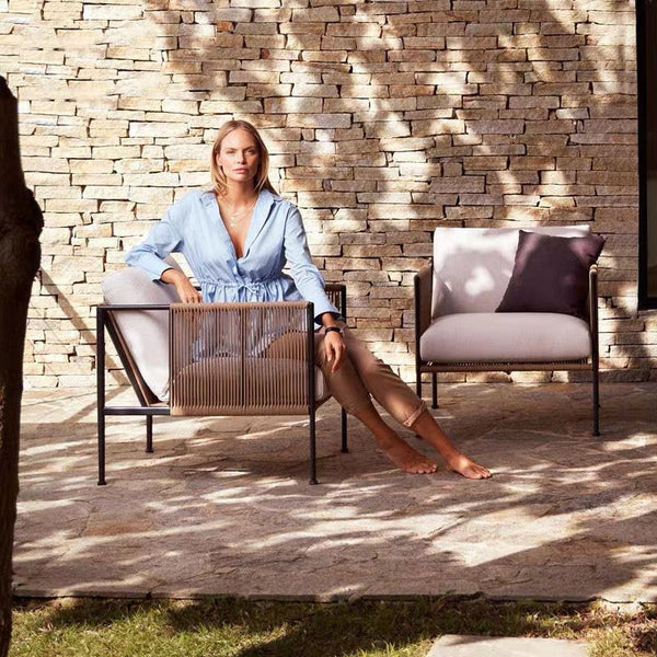 Nordic outdoor leisure sofa courtyard garden villa B & B open-air sun room sofa rattan chair combination