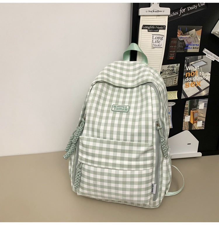 Wholesale women's backpack - fresh & chic school backpack for middle and high school students - plaid design, large capacity, new 2025 collection