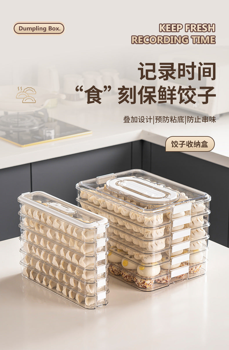 Large size narrow side dumpling box storage refrigerator household food grade frozen dumplings chaotic sealed fresh-keeping box