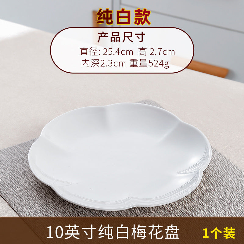 Wholesale gold-rimmed petal vegetable plate plum blossom plate for home ceramic dinner plate fish plate classy commercial cold dish plate
