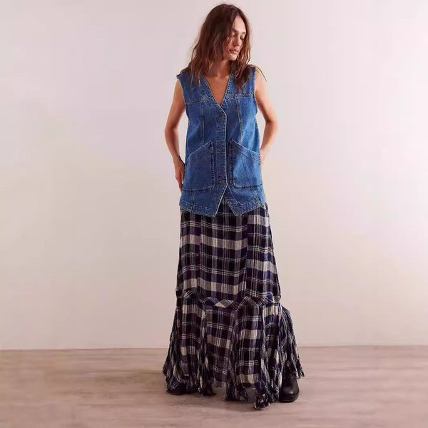 TUME European and American   sleeveless denim vest women's