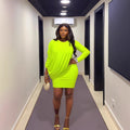 European and american cross-border women's fashion  winter new arrival: solid color asymmetrical long sleeve crew neck bodycon sexy mini dress