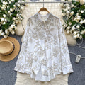 Fashionable fashionable fashionable shirt women  new arrival relaxed casualloose single breasted printing long sleevestops women