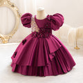 New in stock sequin floral kids' dress - princess style runway dress for girls